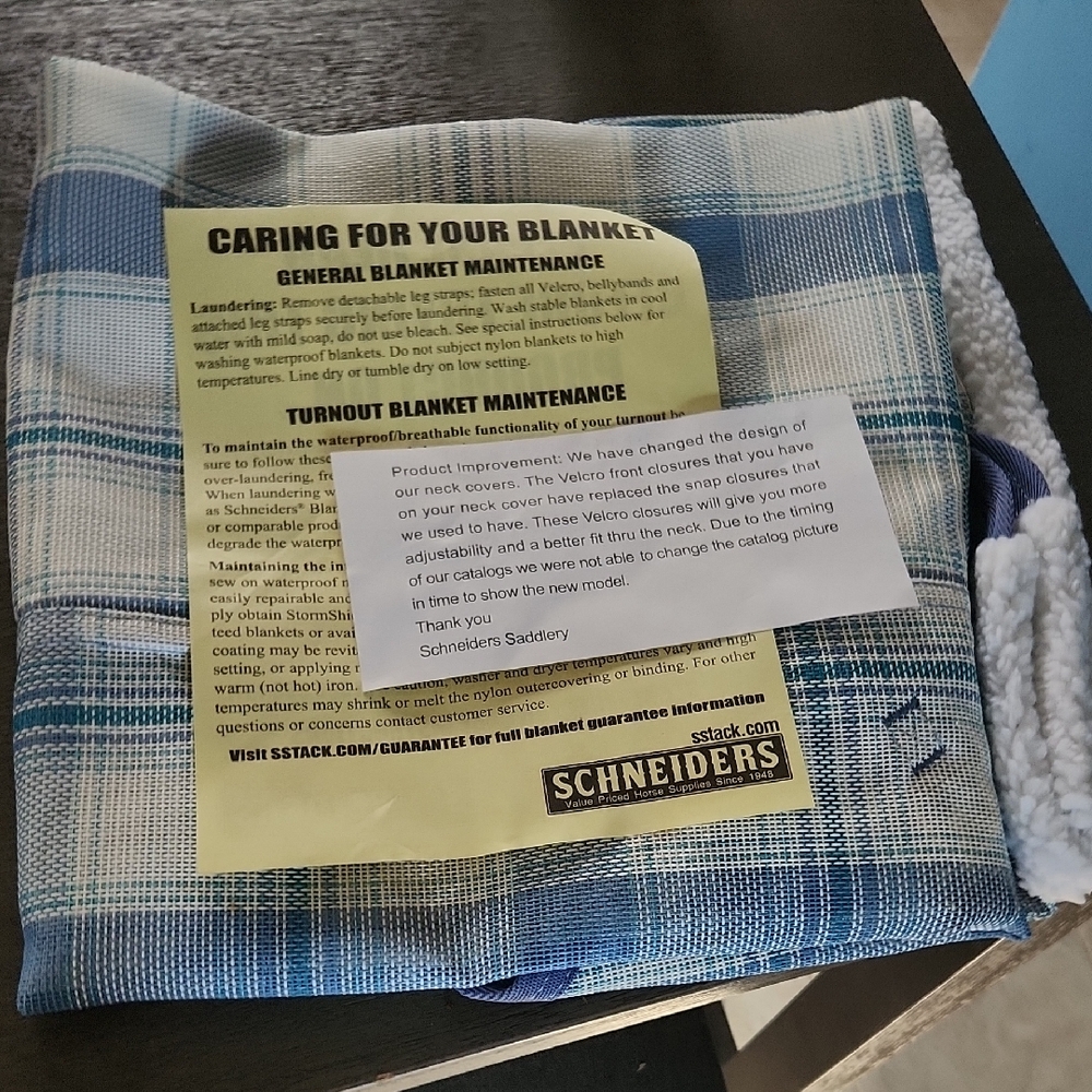 Schneider White and Blue Plaid Dura Mesh Adjusta Fit For Horses XL